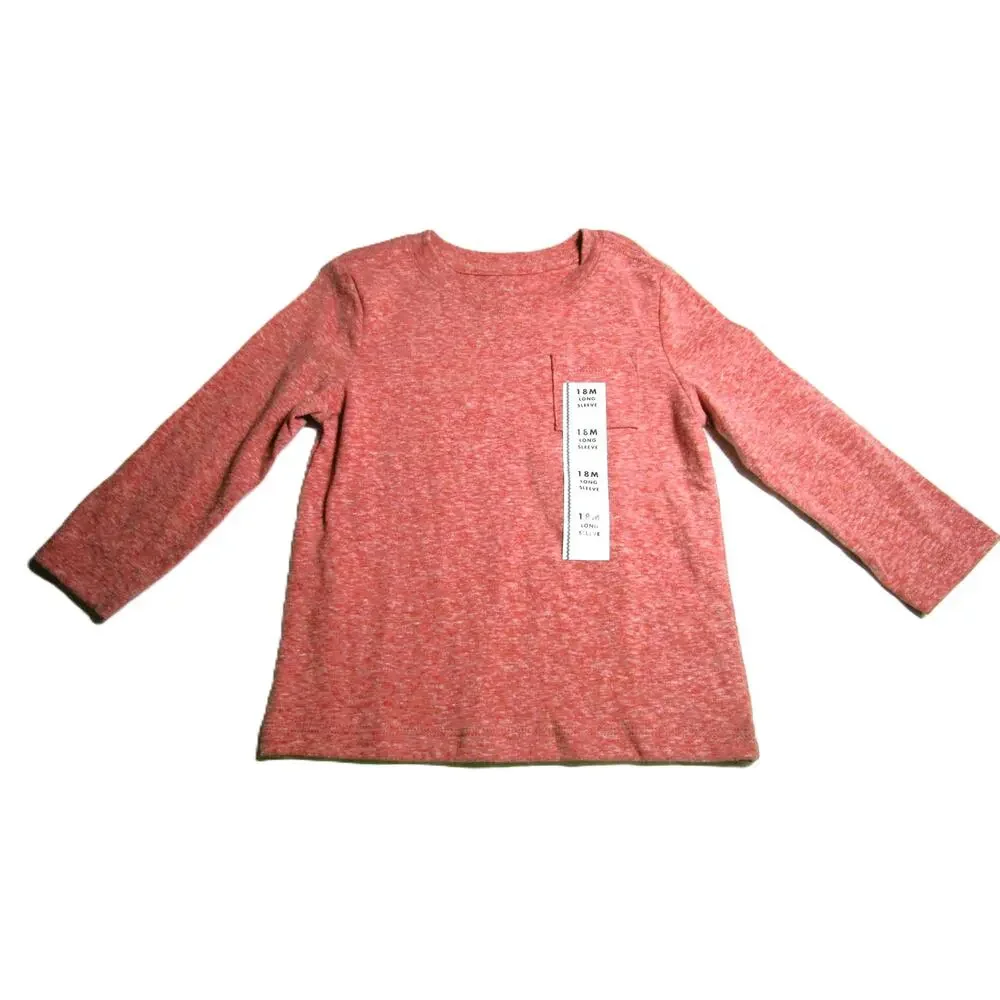 Cat & Jack Boy's Burnt Orange Long Sleeve T-Shirt Chest Pocket Size 18 months